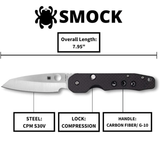 Spyderco Kevin Smock Folding Knife 3.45" S30V Satin Plain Blade, Carbon Fiber/G10 Laminate Handles - C240CFP