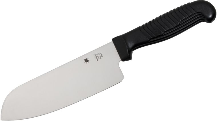 Spyderco Santoku Knife 7" Plain Blade, Black Polypropylene Handle - K08PBK